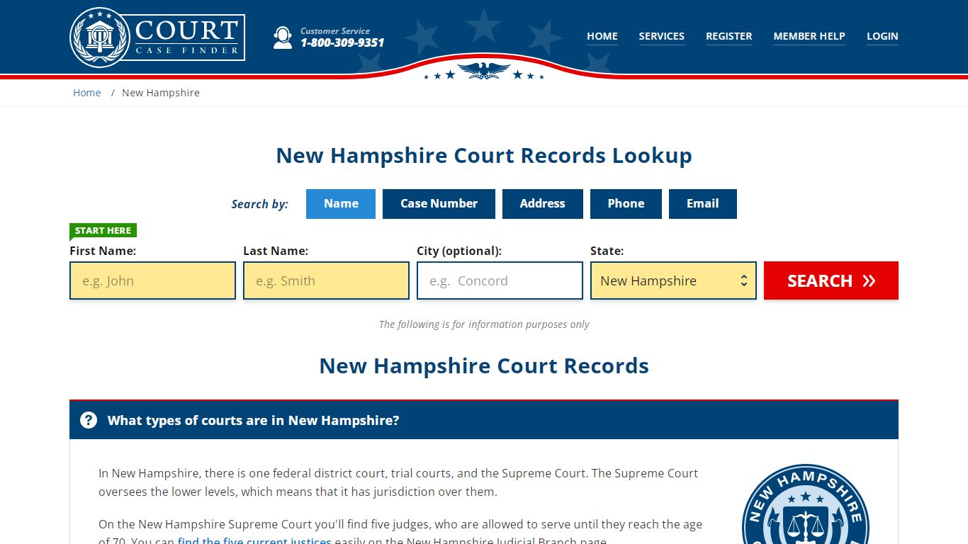 New Hampshire Court Records Lookup - NH Court Case Search