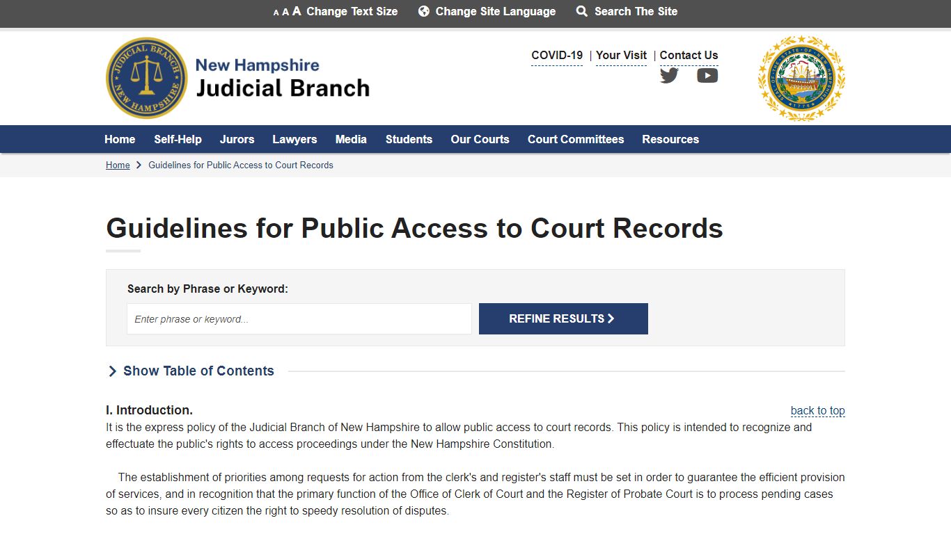 Guidelines for Public Access to Court Records | New Hampshire Judicial ...