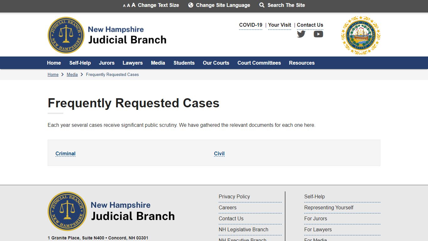 Frequently Requested Cases | New Hampshire Judicial Branch