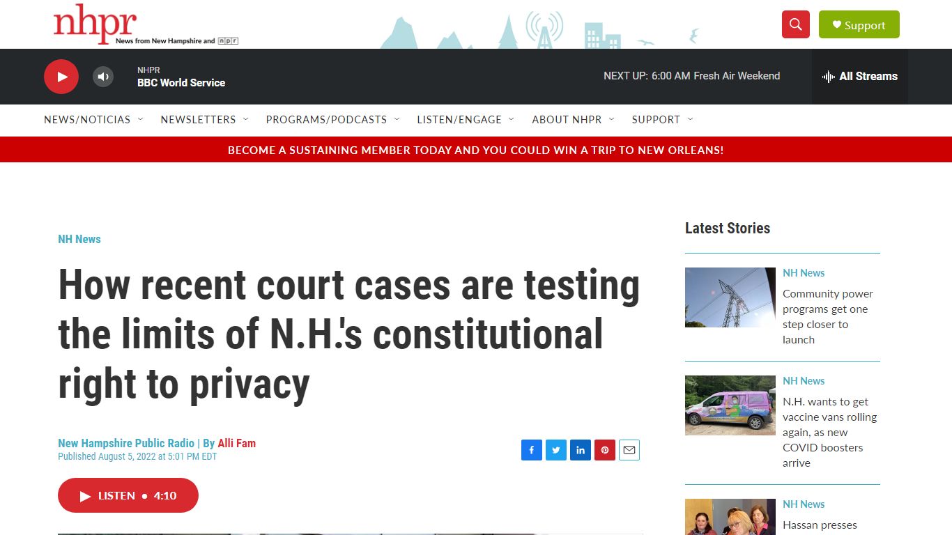N.H. privacy amendment faces new tests in court | New Hampshire Public ...